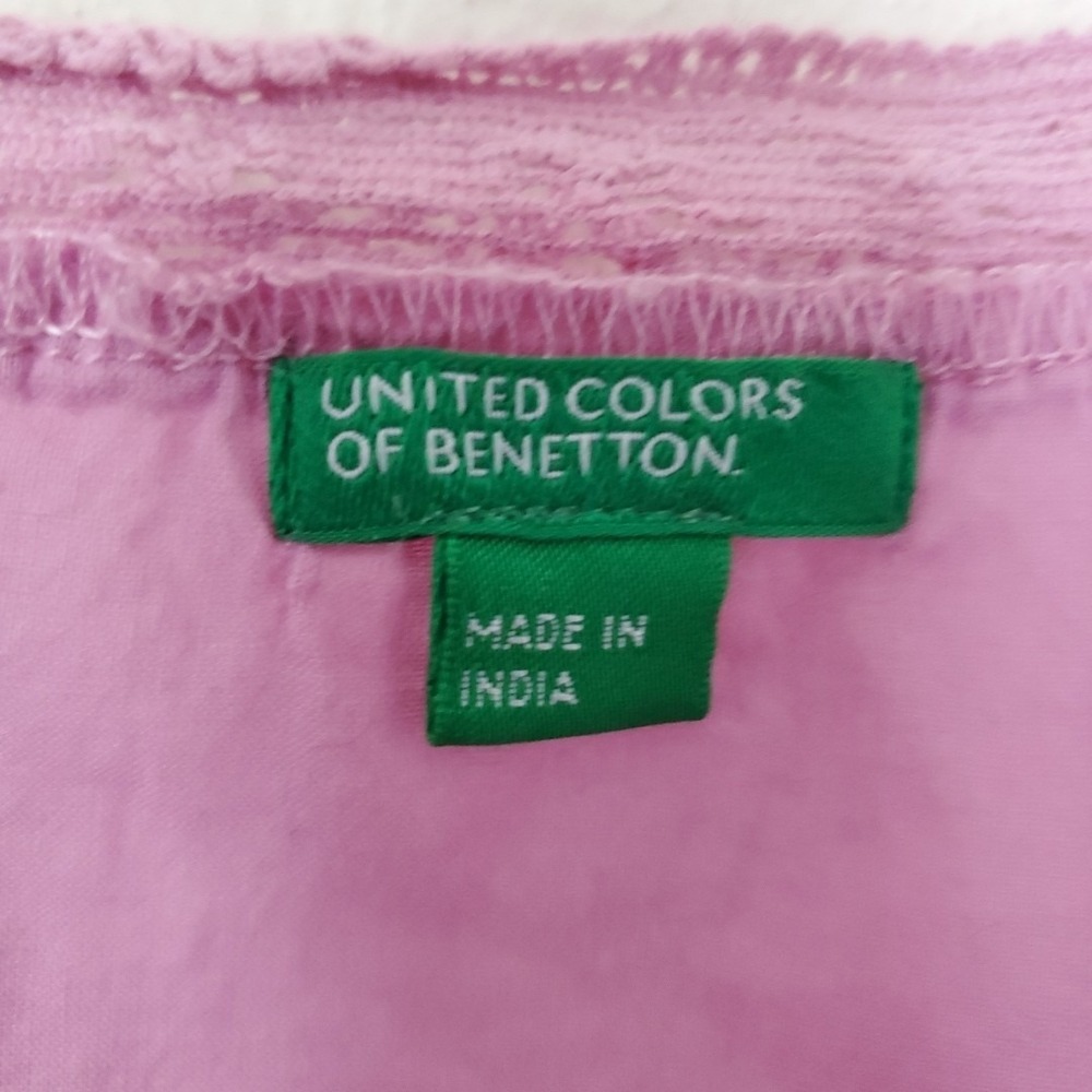 United Colors of Benetton Purple Crochet Lace Trim Button Front Tank Top Size M - Picture 5 of 16
